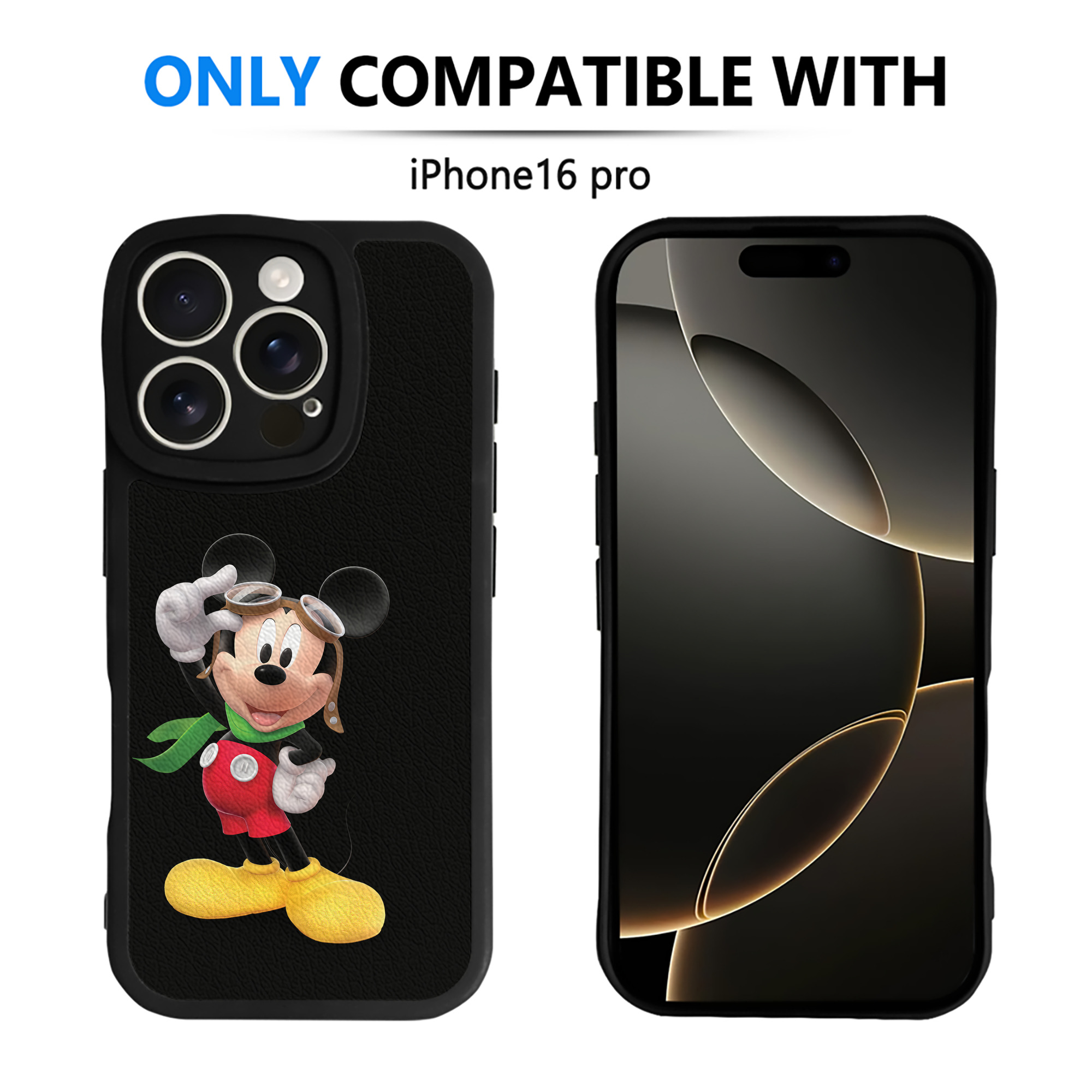 （画像用） ミッキーマウス Mickey Mouse 【iPhone 16シリーズ対応】シリコンスマホケース（レザー調） 材質：シリコン